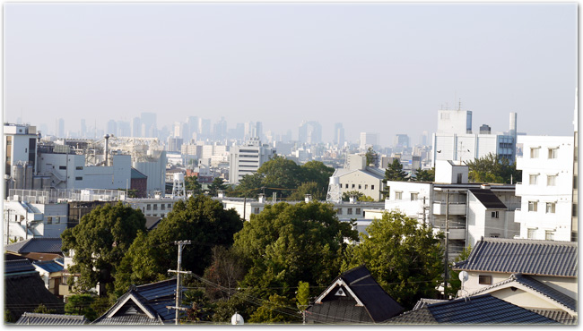 You can look over the city of Osaka